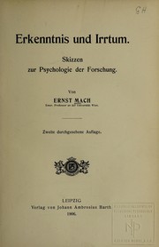 Front cover of Erkenntnis und Irrtum by Ernst Mach