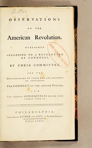 Cover of Observations on the American Revolution by United States. Continental Congress.