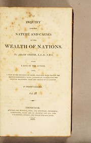 Front cover of An inquiry into the nature and causes of the wealth of nations by Adam Smith
