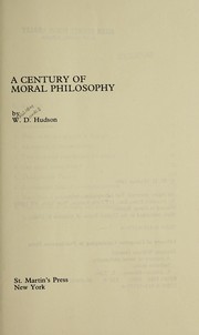Front cover of A century of moral philosophy by W. D. Hudson