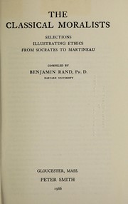 Cover of The classical moralists by Benjamin Rand