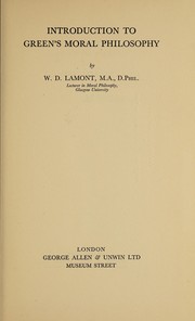 Front cover of Introduction to Green's moral philosophy by W. D. Lamont