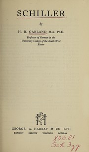 Cover of Schiller by Henry B. Garland