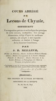 Front cover of Cours abrégé de leçons de chymie by Jean-Baptiste Meilleur