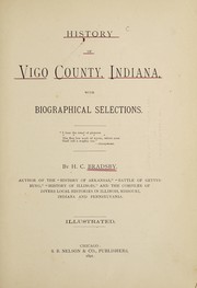 Front cover of History of Vigo County, Indiana by H. C. Bradsby