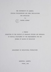 Front cover of Ethical philosophies and some implications for education by Karuna Ausman