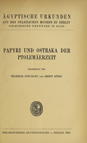 Front cover of Papyri und Ostraka der PtolemaÌerzeit by Wilhelm Schubart