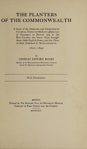 Front cover of The planters of the Commonwealth by Charles Edward Banks