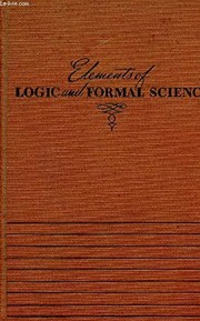 Cover of Elements of logic and formal science by C. West Churchman