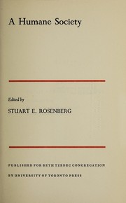 Cover of A humane society by Stuart E. Rosenberg