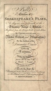 Front cover of Bell's Edition of Shakespeare's Plays (Hamlet / King Richard III / Measure for Measure / Merry Wives of Windsor / Tempest) by William Shakespeare