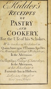 Front cover of E. Kidder's receipts of pastry and cookery by E. Kidder