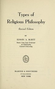 Front cover of Types of religious philosophy by Edwin A. Burtt