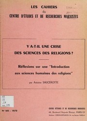 Front cover of Y a-t-il une crise des sciences des religions? by Antoine Saucerotte