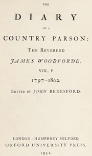 Front cover of The diary of a country parson by James Woodforde