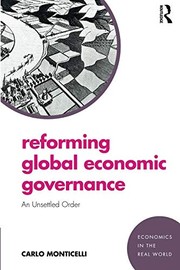 Front cover of Reforming Global Economic Governance by Carlo Monticelli