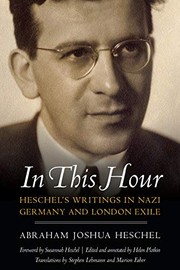 Cover of In This Hour by Abraham Joshua Heschel