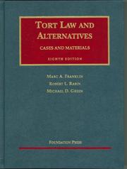 Front cover of Tort law and alternatives by Marc A. Franklin