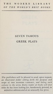 Front cover of Seven famous Greek plays by Aeschylus