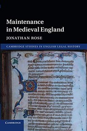 Front cover of Maintenance in Medieval England by Jonathan Rose
