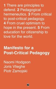 Cover of Manifesto for a Post-Critical Pedagogy by Naomi Hodgson