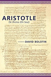 Cover of De Anima by Aristotle;David Bolotin