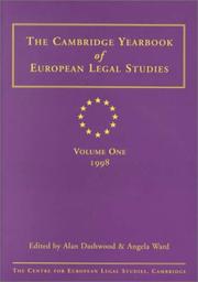 Cover of Cambridge Yearbook of European Legal Studies Vol 1 1998 by Alan Dashwood