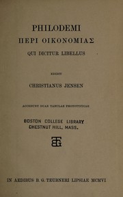 Cover of Philodemi Peri oikonomias qui dicitur libellus by Philodemus