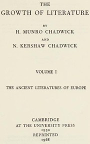 Front cover of The growth of literature by H. Munro Chadwick