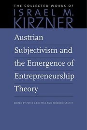 Front cover of Austrian Subjectivism and the Emergence of Entrepreneurship Theory by Israel Kirzner