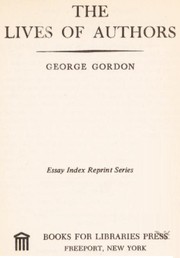 Cover of The lives of authors by George Stuart Gordon