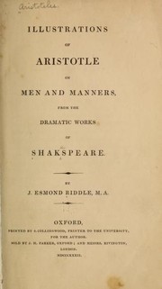 Cover of Illustrations of Aristotle on men and manners from the dramatic works of Shakespeare by Joseph Esmond Riddle