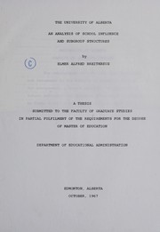 Front cover of An analysis of school influence and sub group structures by Elmer Alfred Breitkreuz