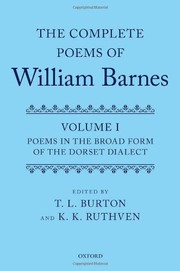 Cover of Complete Poems of William Barnes : Volume I by T. L. Burton