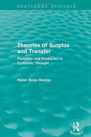 Front cover of Theories of Surplus and Transfer by Helen Heslop