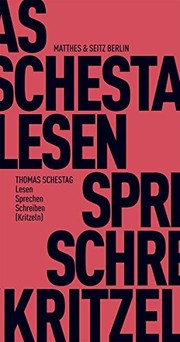 Front cover of Lesen Sprechen Schreiben by Thomas Schestag