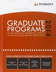 Front cover of Graduate Programs in the Biological/Biomedical Sciences & Health-Related Medical Professions 2014 by Peterson's