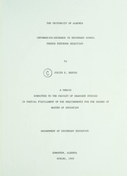 Front cover of Information-exchange in secondary school French textbook selection by Judith E. Reeves