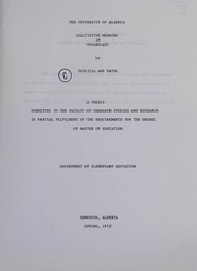 Front cover of Qualitative meaning in vocabulary by Patricia Ann Payne