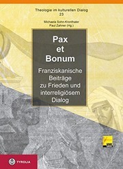 Front cover of Pax et bonum by Paul Zahner