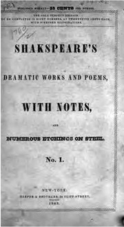 Front cover of The Dramatic Works and Poems of William Shakspeare in Two Volumes. I (All's Well That Ends Well / As You Like It / Comedy of Errors / King Henry IV. Part 1 / King Henry IV. Part 2 / King Henry V / King John / King Richard II / Love's Labour's Lost / MacBeth / Measure for Measure / Merchant of Venice / Merry Wives of Windsor / Midsummer Night's Dream / Much Ado About Nothing / Taming of the Shrew / Tempest / Twelfth Night / Two Gentlemen of Verona / Winter's Tale) by William Shakespeare