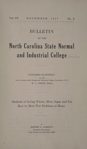 Front cover of Methods of saving wheat, meat, sugar and fat by Minnie L. Jamison