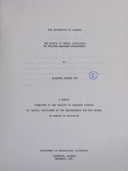 Front cover of The effect of verbal experience on written language development by Elsworth Eugene Fox