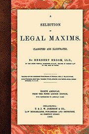 Front cover of A selection of legal maxims by Herbert Broom