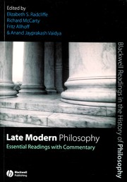 Front cover of Late Modern Philosophy by Elizabeth S. Radcliffe