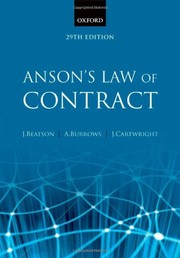 Front cover of Anson's Law of Contract by Jack Beatson FBA