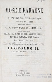 Front cover of Mosè e Faraone, o, Il passaggio dell'Eritreo by Luigi Balocchi