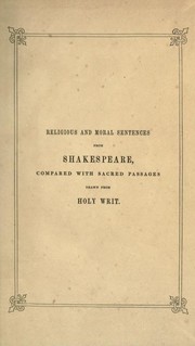 Front cover of Religious and moral sentences culled from the works of Shakespeare by William Shakespeare