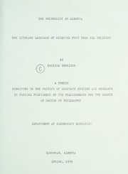 Front cover of The literary language of selected four year old children by Patrick Verriour