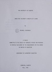 Front cover of Grade one children's concepts of a word by Michael Lysakowski